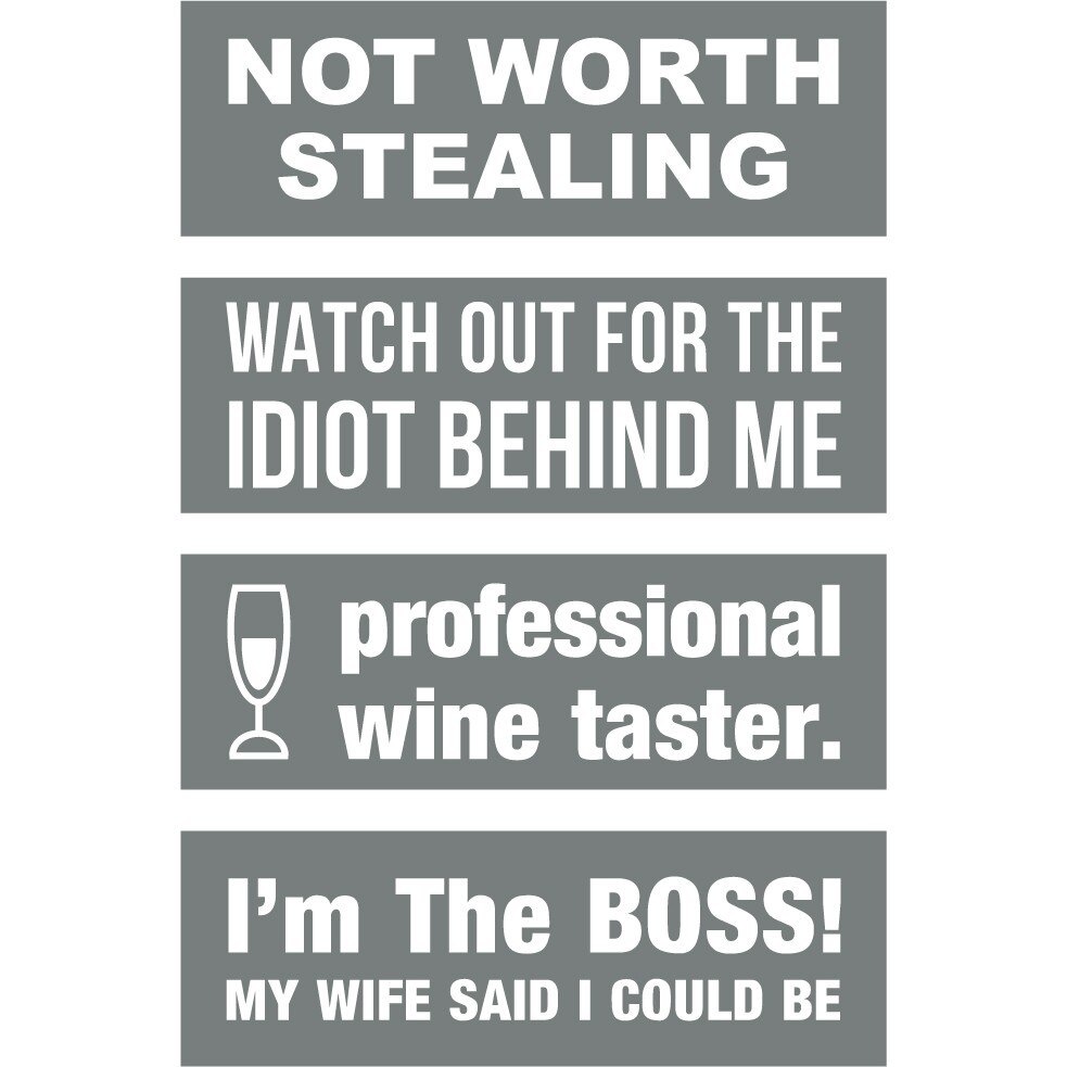 Sticker auto - Amuzant (pachet) - Gri Metal - 4buc 11x10 cm