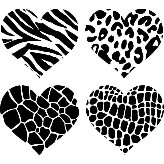 Sticker auto - Inimioare (pachet) - Negru - 4buc 11x10 cm