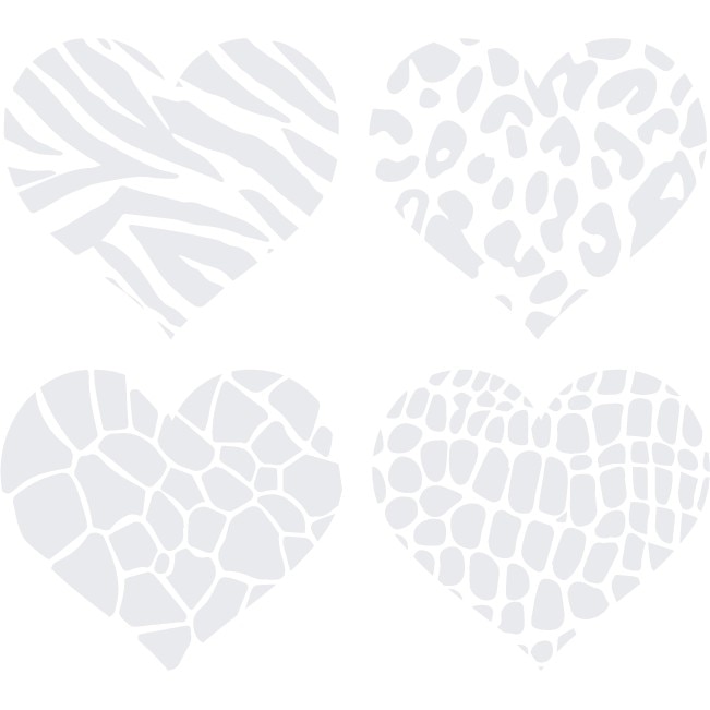 Sticker auto - Inimioare (pachet) - Alb polar - 4buc 11x10 cm