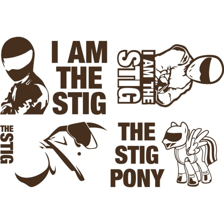 Autós matrica - The Stig csomag - Falmatrica - Csoki - 1db 15x11 cm / 1db 15x9 cm / 2db 9x15 cm