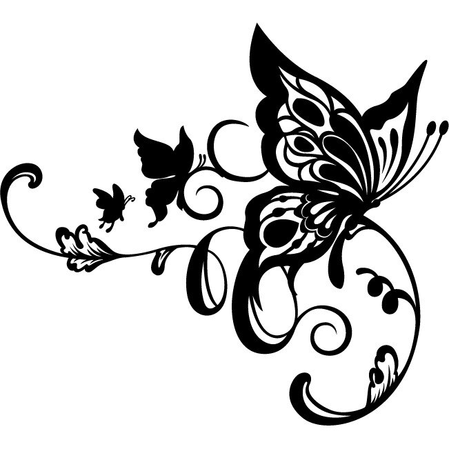 Sticker auto - Fluture artistic - Negru - 60x54 cm