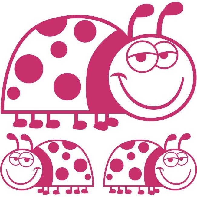 Sticker auto - Buburuze relaxate - Magenta - 1 buc 25x17 cm / 2 buc 12x8 cm