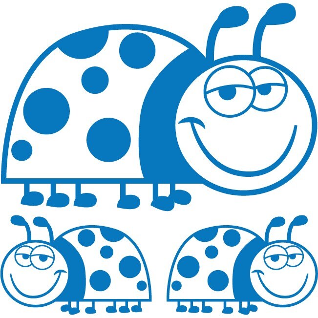 Sticker auto - Buburuze relaxate - Albastru - 1 buc 25x17 cm / 2 buc 12x8 cm