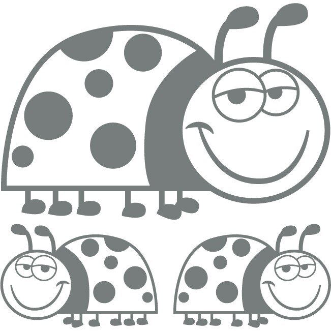 Sticker auto - Buburuze relaxate - Gri Metal - 1 buc 25x17 cm / 2 buc 12x8 cm