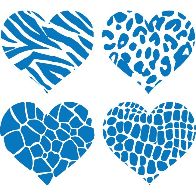 Sticker auto - Inimioare (pachet) - Albastru - 4buc 11x10 cm