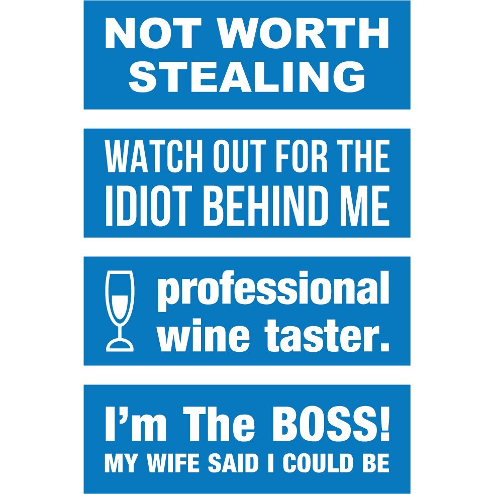 Sticker auto - Amuzant (pachet) - Albastru - 4buc 11x10 cm