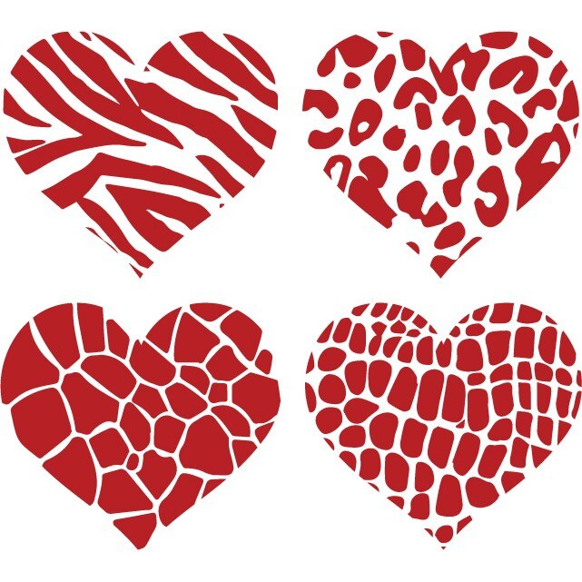 Sticker auto - Inimioare (pachet) - Rosu Cardinal - 4buc 11x10 cm