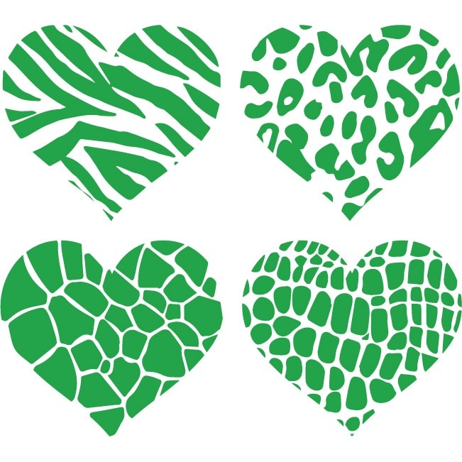 Sticker auto - Inimioare (pachet) - Verde - 4buc 11x10 cm