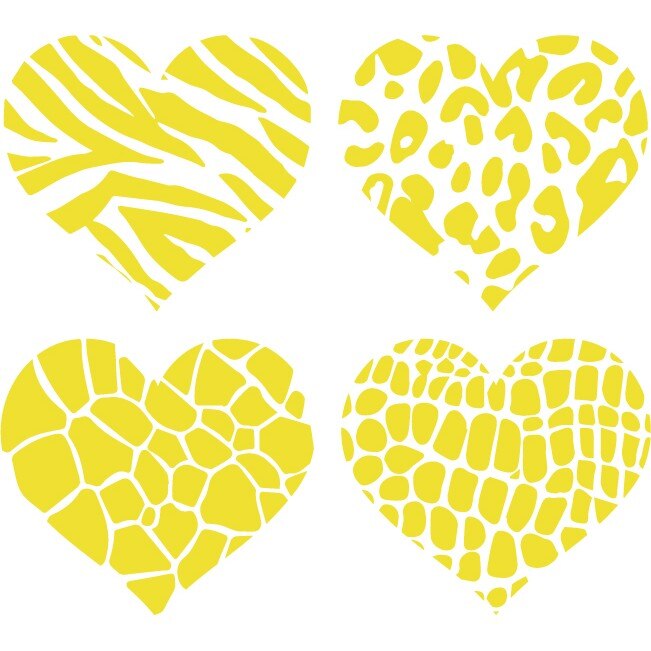 Sticker auto - Inimioare (pachet) - Lemon - 4buc 11x10 cm