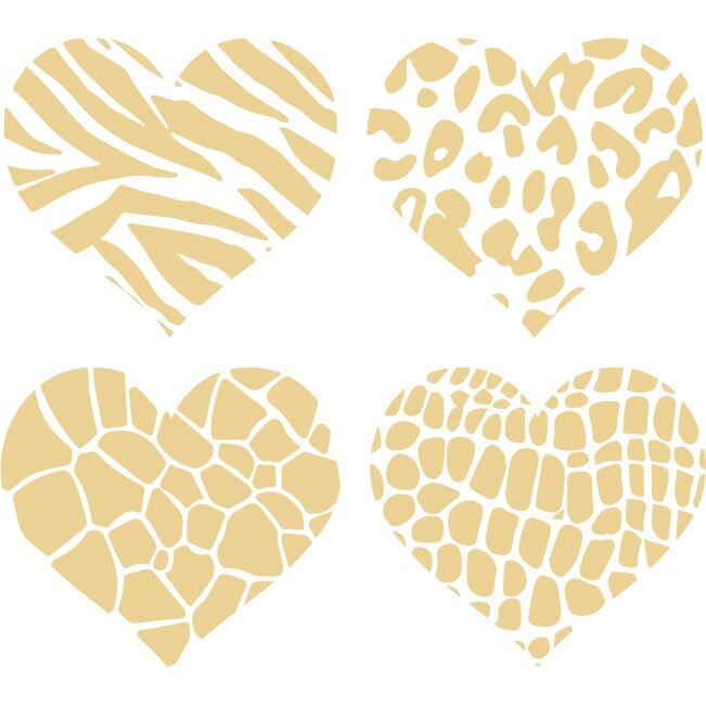 Sticker auto - Inimioare (pachet) - Bej - 4buc 11x10 cm