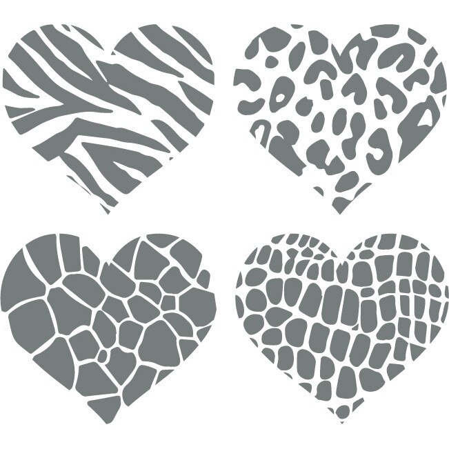 Sticker auto - Inimioare (pachet) - Gri Metal - 4buc 11x10 cm