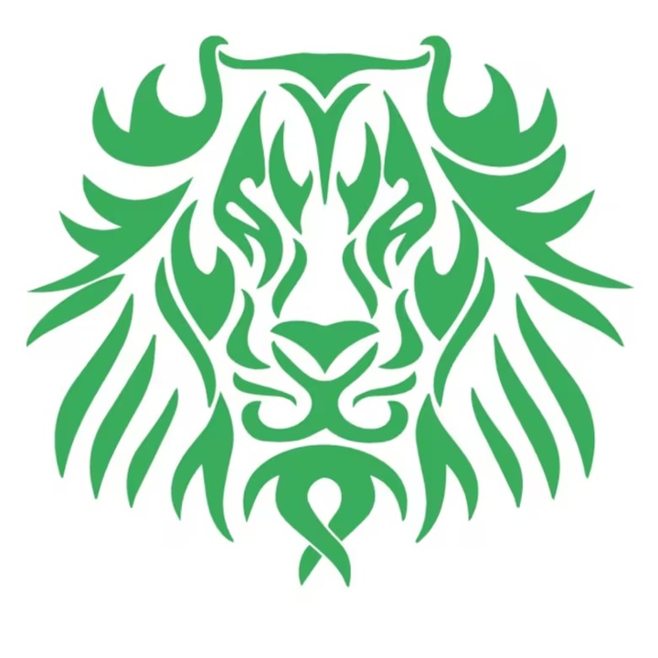 Sticker auto - Leu tribal - Verde - 25x23 cm