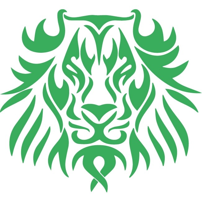 Sticker auto - Leu tribal - Verde - 25x23 cm