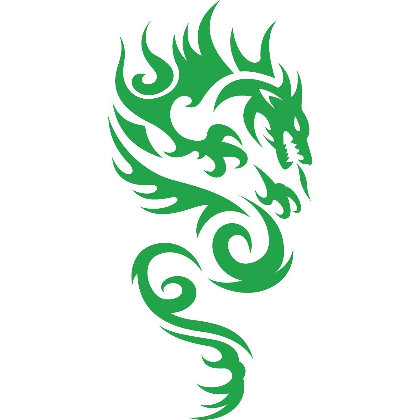 Sticker auto - Dragon in flacari - Verde - 20x40 cm