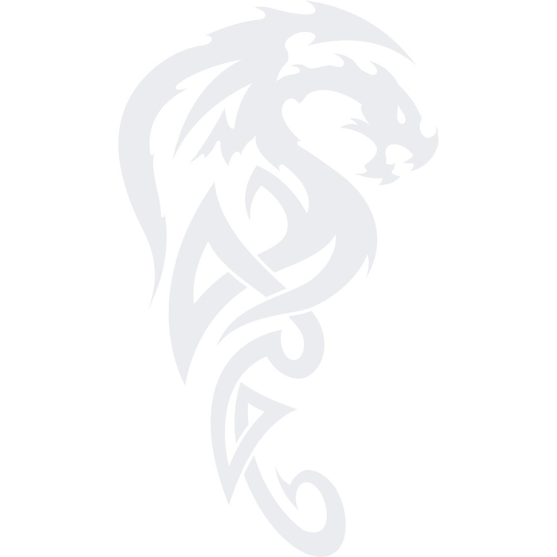 Sticker auto - Dragon tribal - Alb polar - 23x40 cm