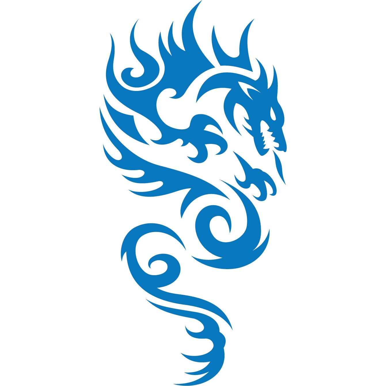 Sticker auto - Dragon in flacari - Albastru - 20x40 cm