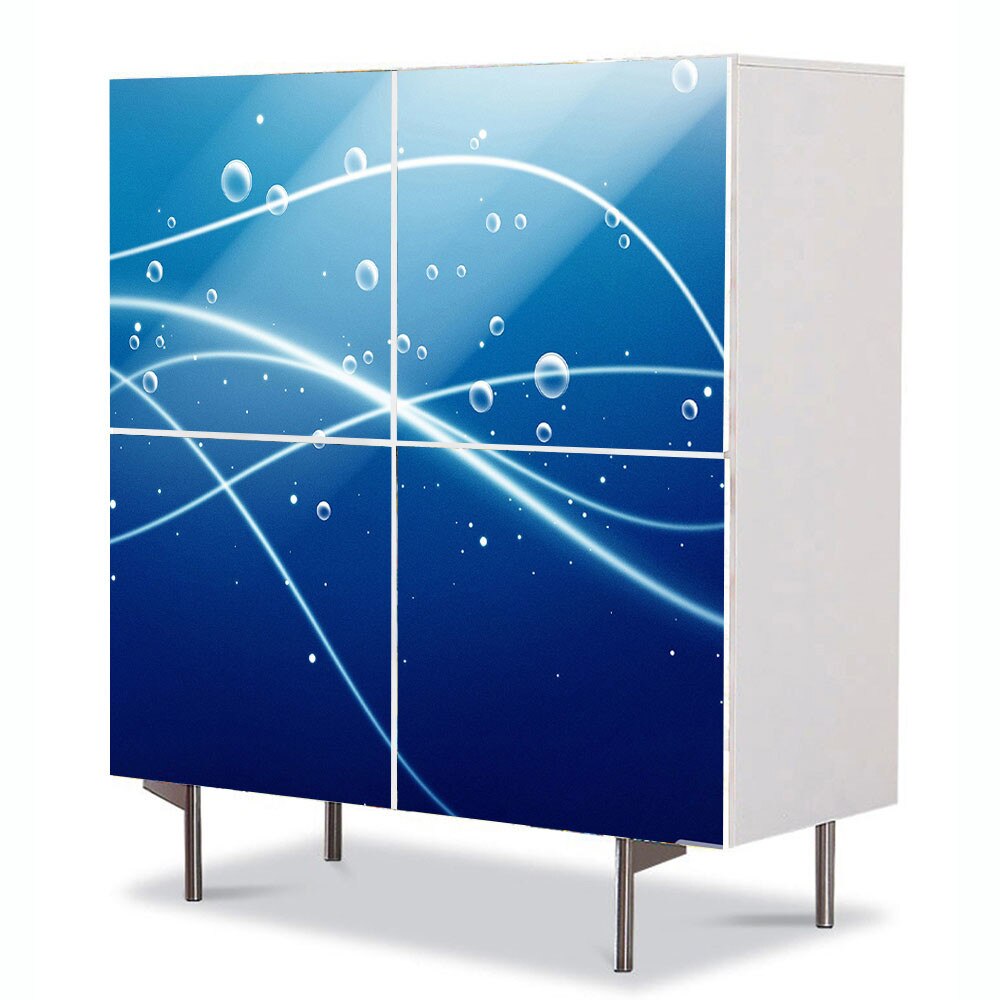 Comoda cu 4 Usi Art Work Abstract Linii sub apa, 84 x 84 cm