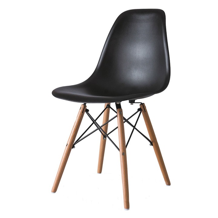 Scaun living negru AX Enzi, sezut si spatar polipropilena