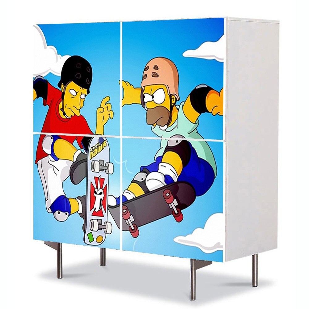 Comoda cu 4 Usi Art Work pentru Copii Animatie The Simpsons Homer si Tony , 84 x 84 cm