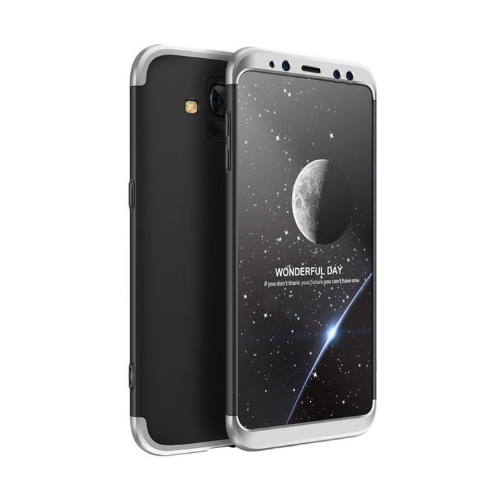 GKK 360 telefon tok, Samsung Galaxy A8 Plus, fekete/ezüst
