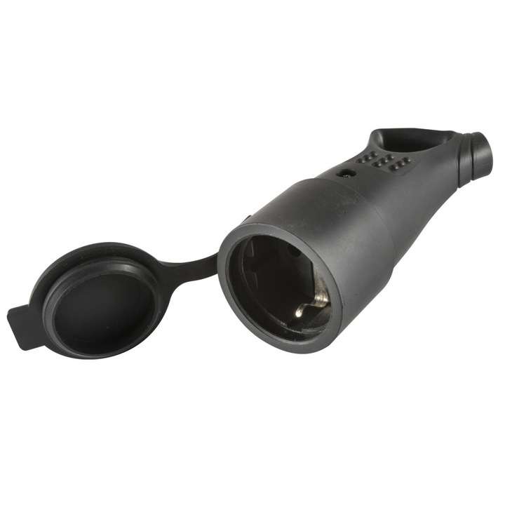 Priza cu impamantare, Home, cu directionare cablu la 45°, NGA 01, Negru