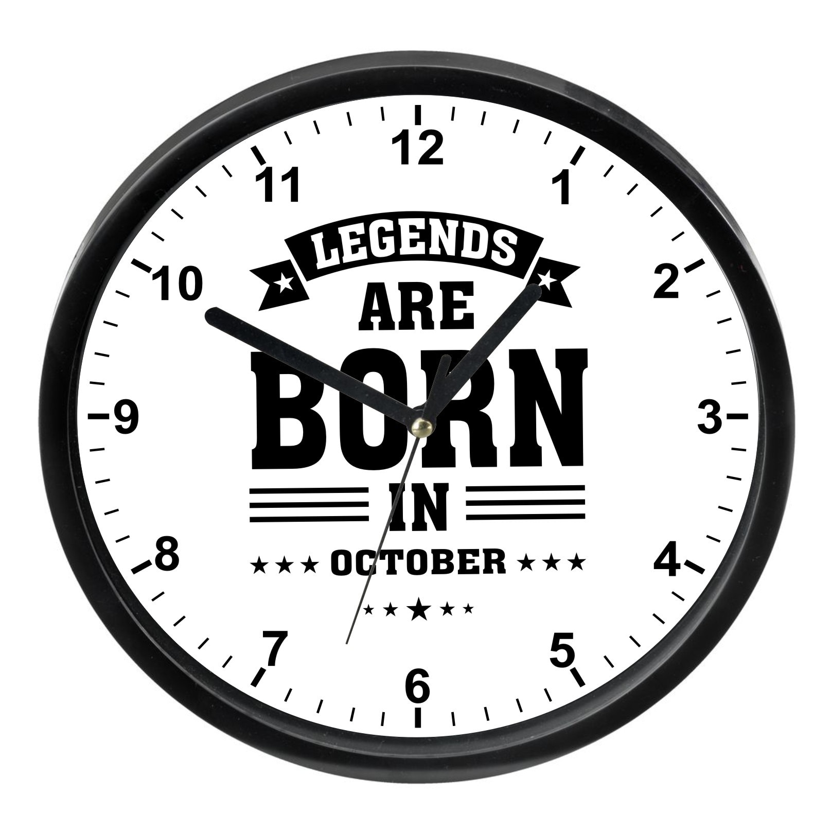 Ceas perete personalizat, plastic , negru, diametrul 23 cm, model 