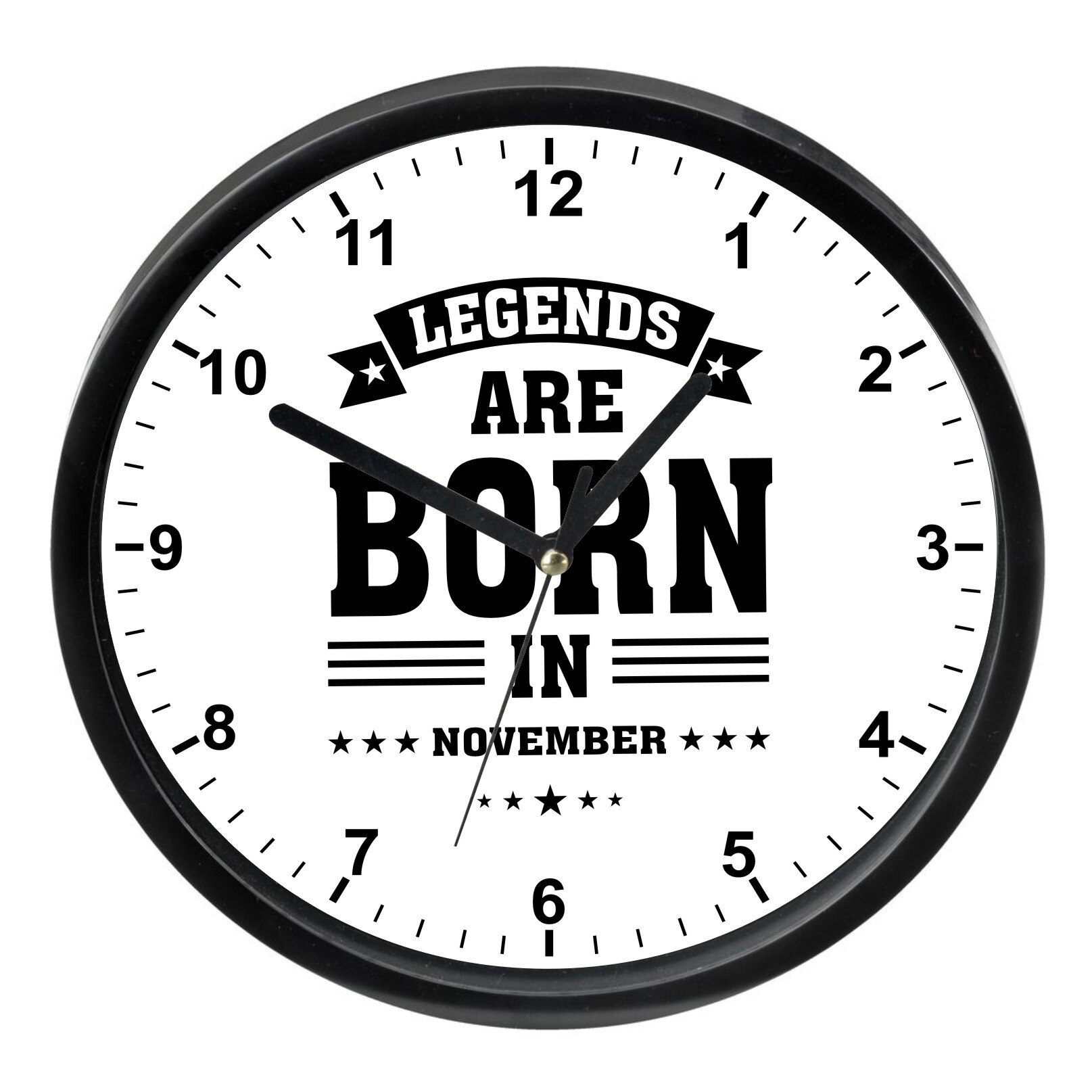 Ceas perete personalizat, plastic , negru, diametrul 23 cm, model 