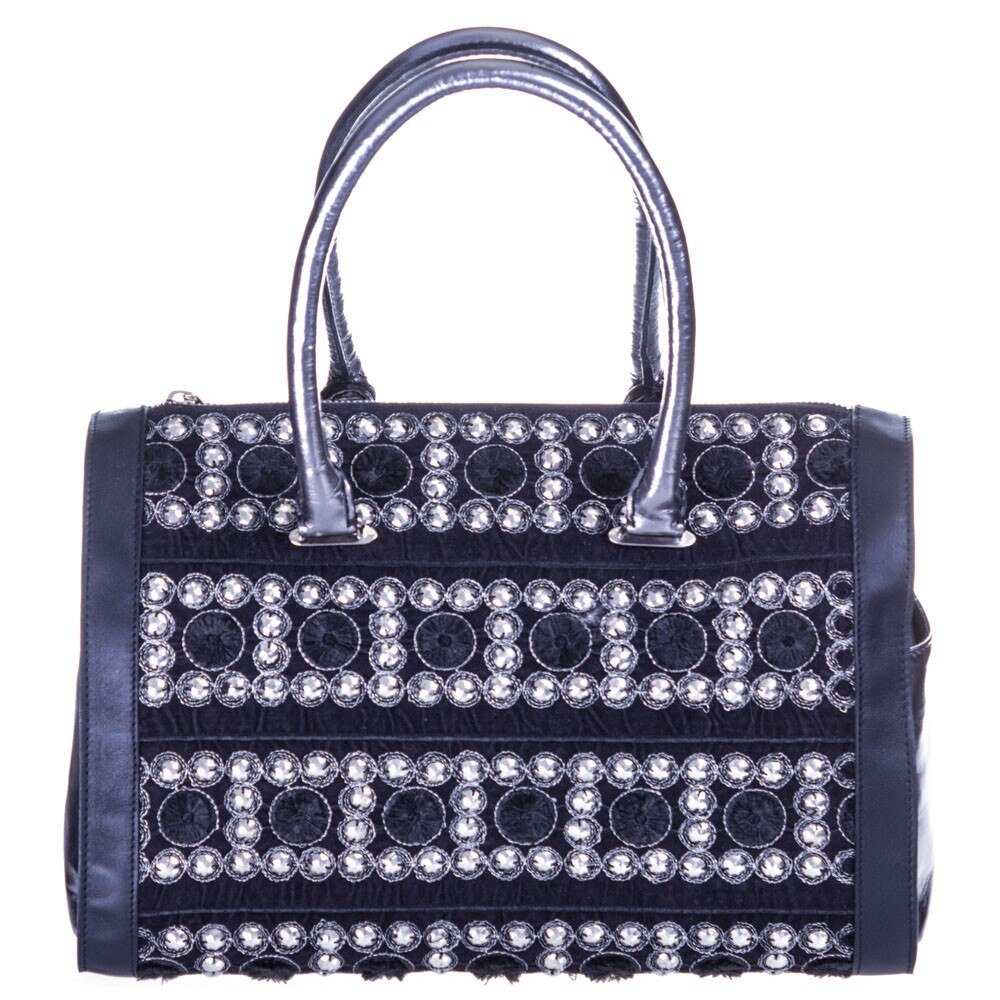 Poseta piele neagra si textil Liza Panait I-155E