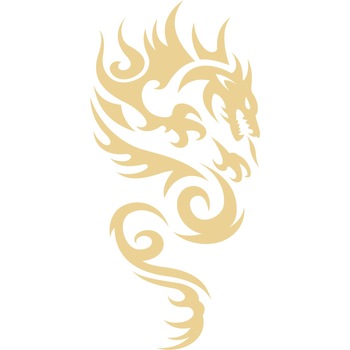 Sticker auto - Dragon in flacari - Bej - 20x40 cm Sticker auto - Dragon in flacari - Bej - 20x40 cm