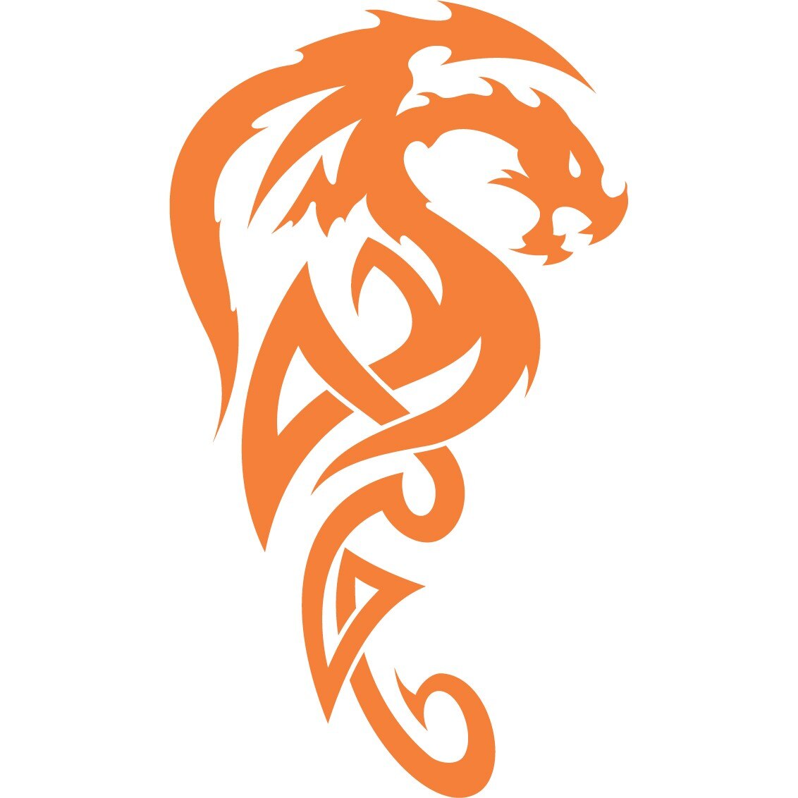 Sticker auto - Dragon tribal - Portocaliu - 23x40 cm