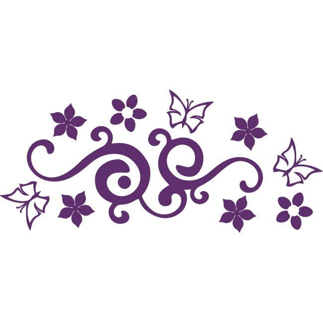 Sticker auto - Fluturi si flori - Indigo - 50x22 cm