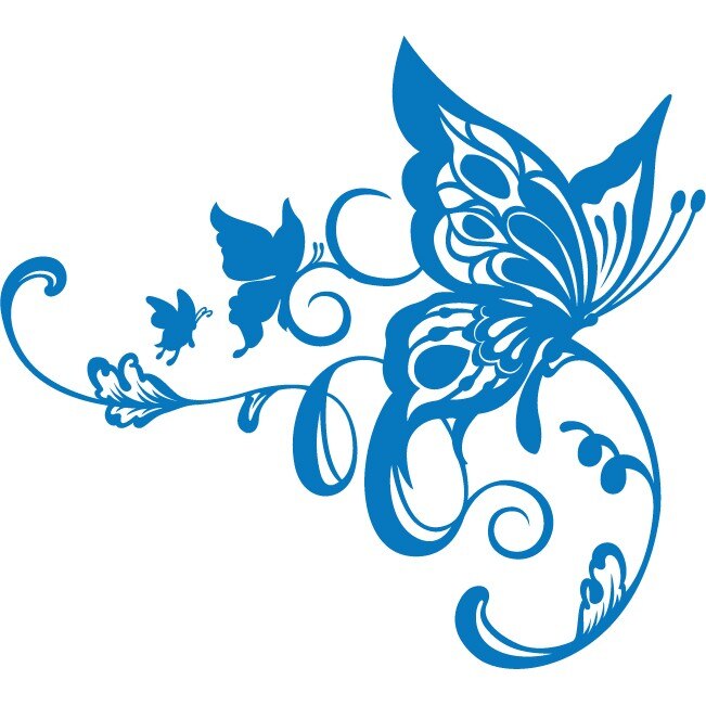 Sticker auto - Fluture artistic - Albastru - 60x54 cm