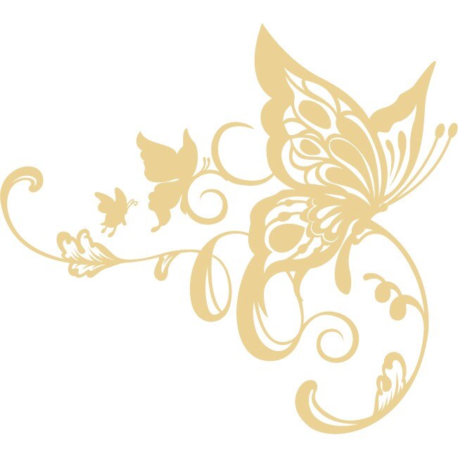 Sticker auto - Fluture artistic - Bej - 60x54 cm