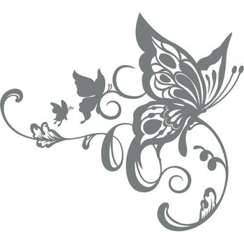 Sticker auto - Fluture artistic - Gri Metal - 60x54 cm Sticker auto - Fluture artistic - Gri Metal - 60x54 cm