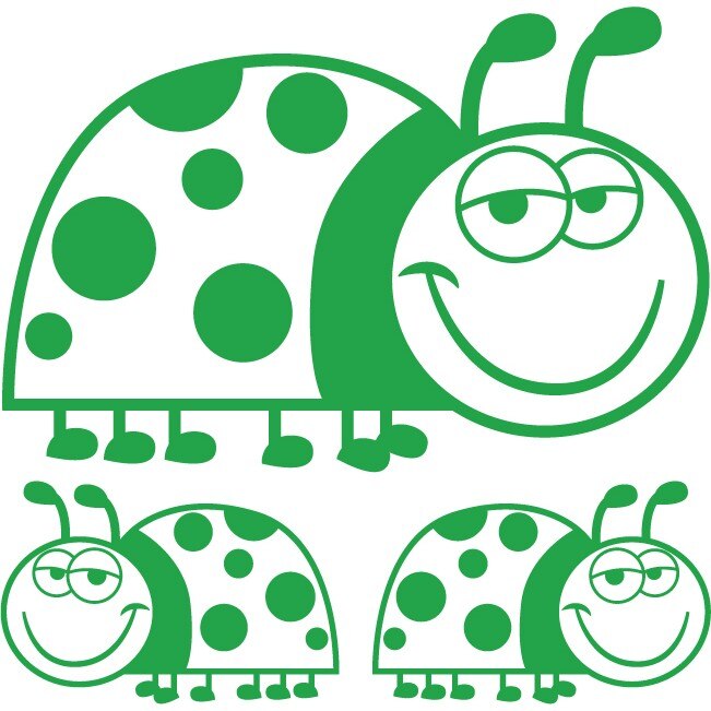 Sticker auto - Buburuze relaxate - Verde - 1 buc 25x17 cm / 2 buc 12x8 cm