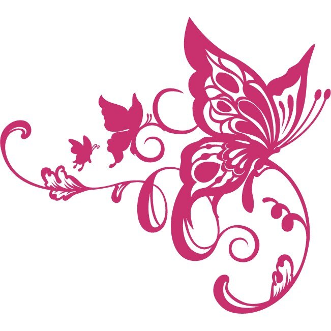 Sticker auto - Fluture artistic - Magenta - 60x54 cm
