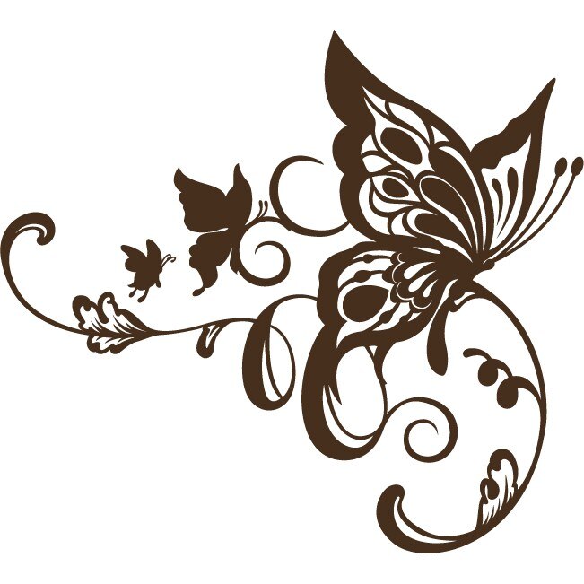 Sticker auto - Fluture artistic - Choco - 60x54 cm
