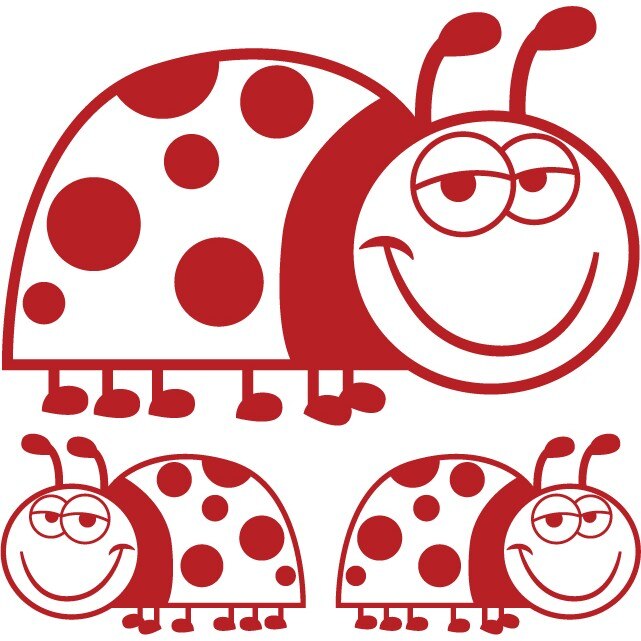 Sticker auto - Buburuze relaxate - Rosu Cardinal - 1 buc 25x17 cm / 2 buc 12x8 cm