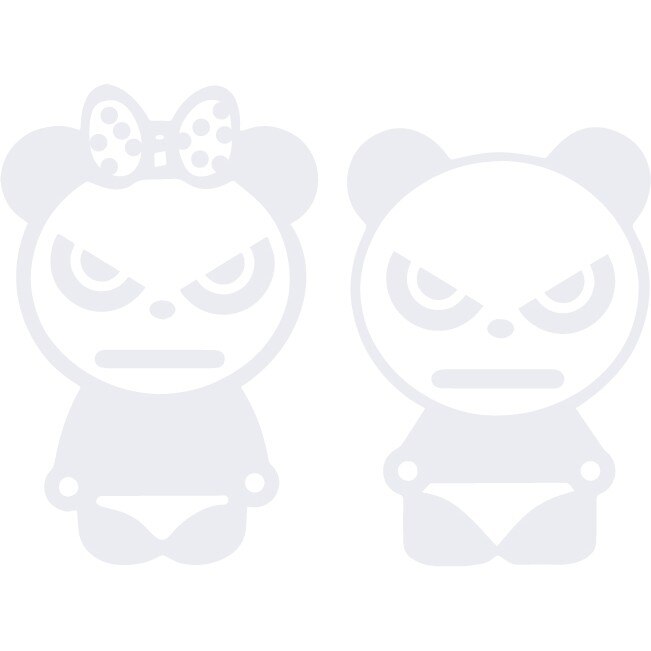 Sticker auto - Cuplu panda - Alb polar - 17x25 cm / 16x23 cm