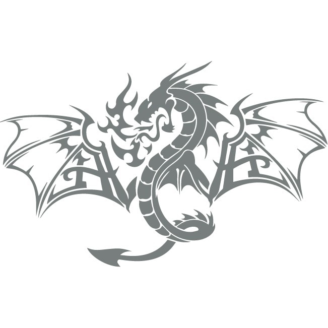Sticker auto - Dragon - Gri Metal - 40x25 cm