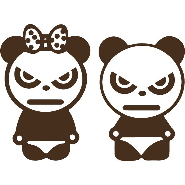 Sticker auto - Cuplu panda - Choco - 17x25 cm / 16x23 cm