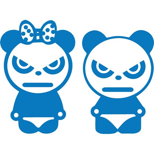 Sticker auto - Cuplu panda - Albastru - 17x25 cm / 16x23 cm