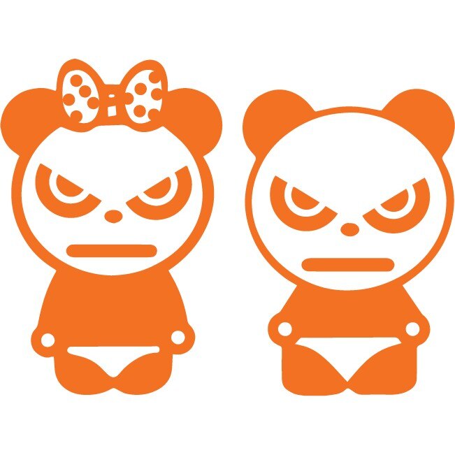 Sticker auto - Cuplu panda - Portocaliu - 17x25 cm / 16x23 cm