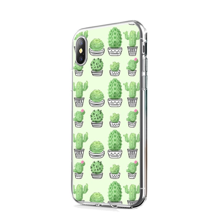 Husa Silicon Cactus Pattern pentru iPhone X