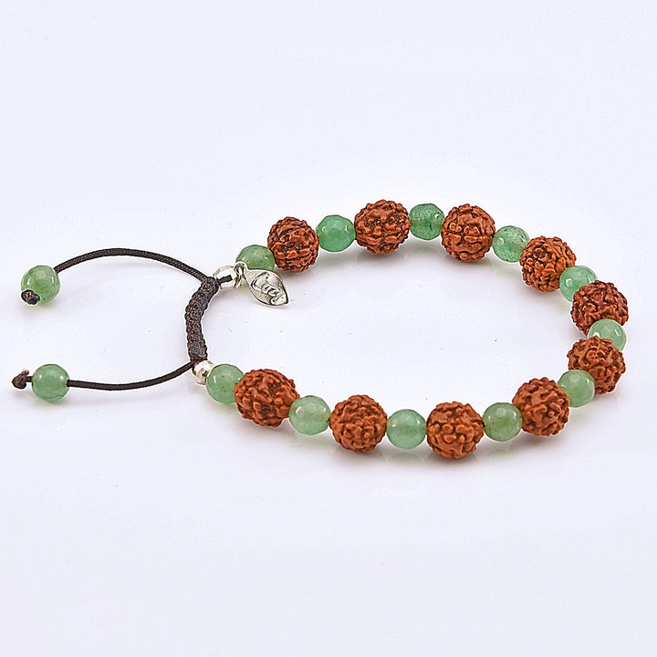 Bratara echilibrului minte-corp Rudraksha by Cozy cu piatra semi-pretioasa, aventurin