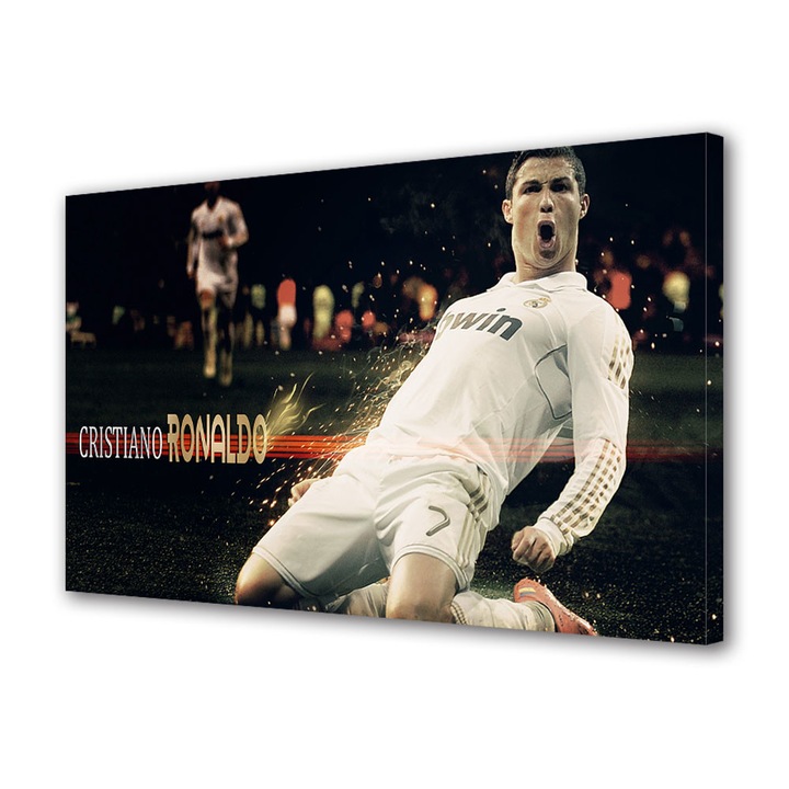 Tablou Canvas BTex ArtDecoMag Modern Personalitati Cristiano Ronaldo in meci de fotbal, 50 x 70 cm