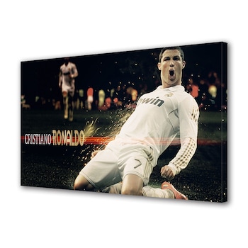 Tablou Canvas BTex ArtDecoMag Modern Personalitati Cristiano Ronaldo in meci de fotbal, 20 x 30 cm Tablou Canvas BTex ArtDecoMag Modern Personalitati Cristiano Ronaldo in meci de fotbal, 20 x 30 cm
