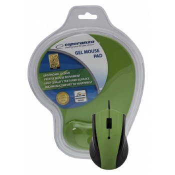 Mouse optic si pad din gel Esperanza, Verde Mouse optic si pad din gel Esperanza, Verde