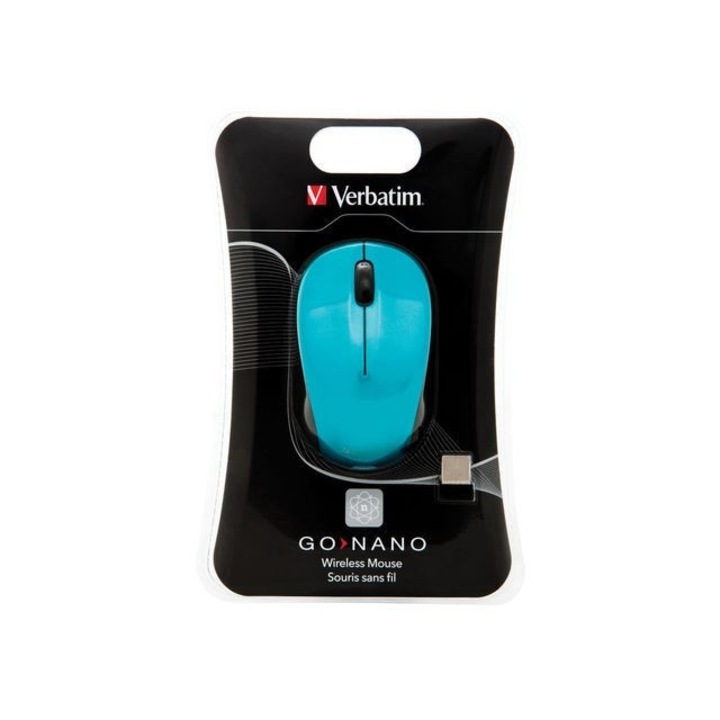 Mouse optic Verbatim Go Nano, Wireless 2.4 Ghz, 1600 dpi, Albastru