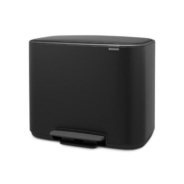 Cos de gunoi cu 1 compartiment, Brabantia, 36 L, Inox, Negru mat
